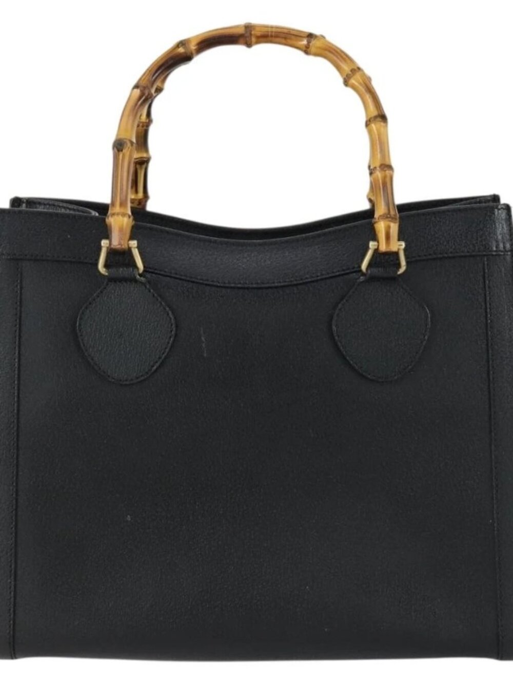 GUCCI Bamboo Hand Bag Leather Black Gold 002 1186 0260 Auth 156902 - Picture 2 of 16